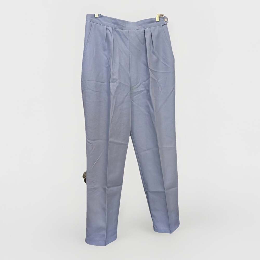 Vintage SEARS 80s Dusty Blue Pleated Hi Waisted Straight Leg Sz16- W30/L29.5/